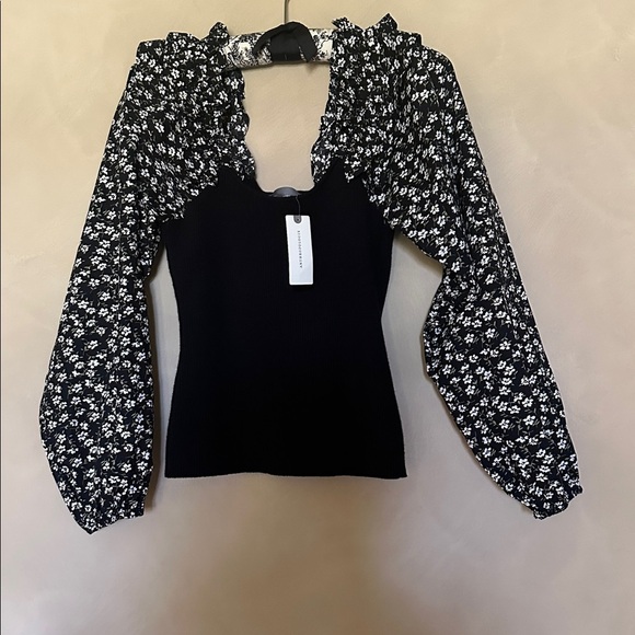 By Anthropologie Woven Ruffle-Sleeve Sweater - Picture 2 of 5